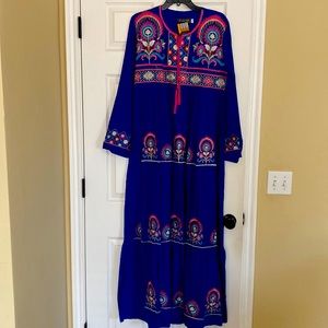 Blue Abaya Dress size M embroidered